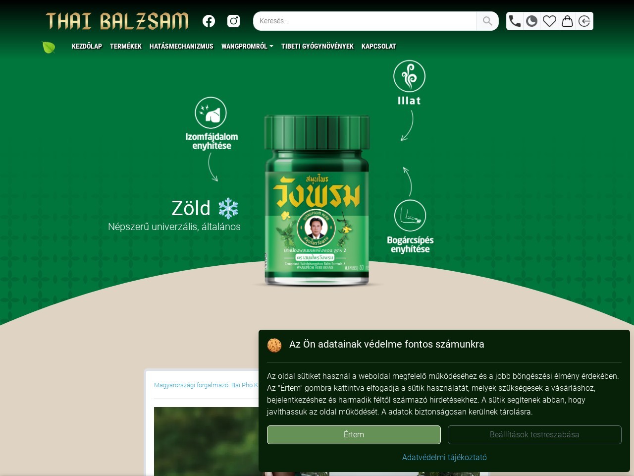 wangpromherb.hu webáruház nyitóképernyő