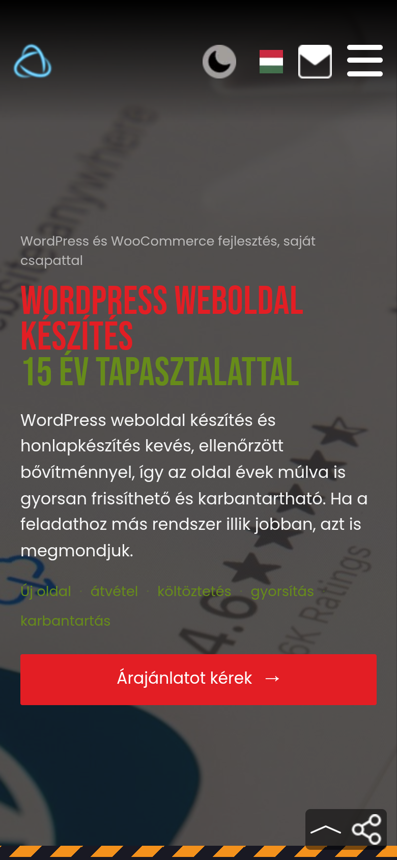 Ugyanez a hero mobilnézetben